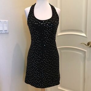 Vintage Stephen DeGeronimo knit / sequin black halter dress
